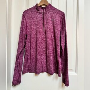 Nike Running Dri Fit Fuchsia Heather Long Sleeve 1/4 Zip Running Shirt. Size XL